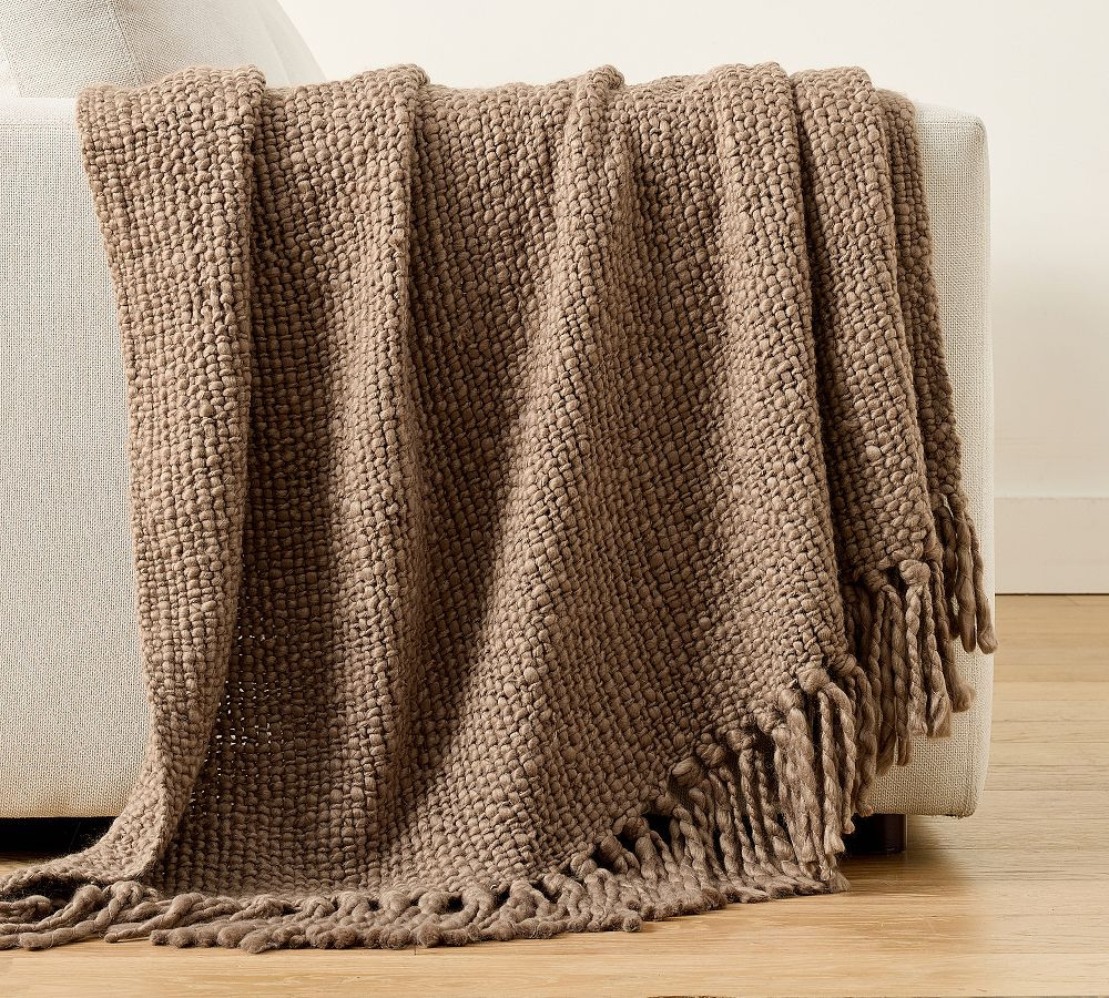Textured Basketweave Knit Throw | Pottery Barn (US)