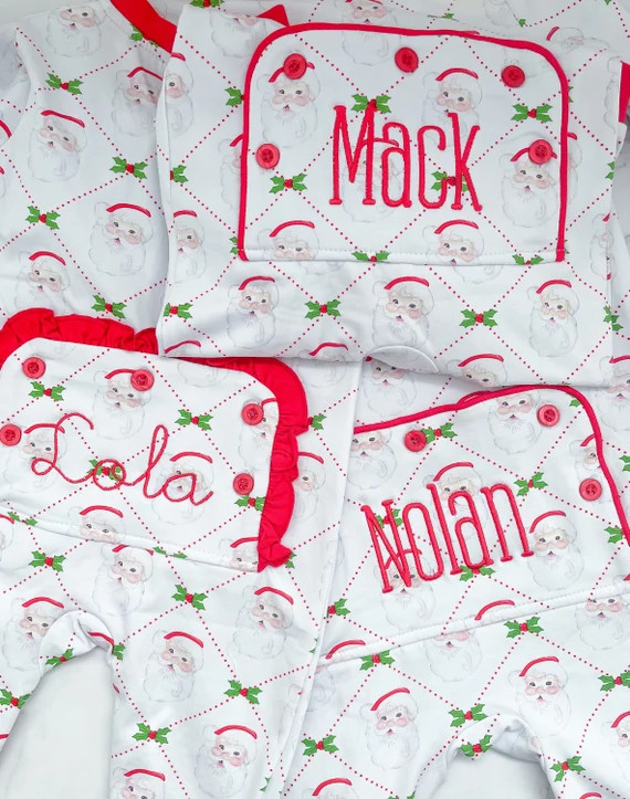 Monogrammed Christmas pjs, monogram Christmas jammies, Christmas pjs, monogram Christmas, Santa p... | Etsy (US)