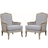 BOWERY HILL Transitional Fabric/Wood Nail Head Trim Accent Chair in Light Blue | Amazon (US)