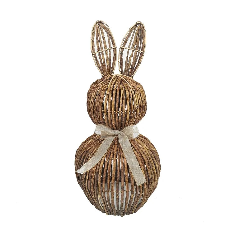 Fwttom 8" Wicker Easter Bunny Woven Rattan Bunny Outdoor Spring Farmhouse Small Rabbit Decor for ... | Walmart (US)