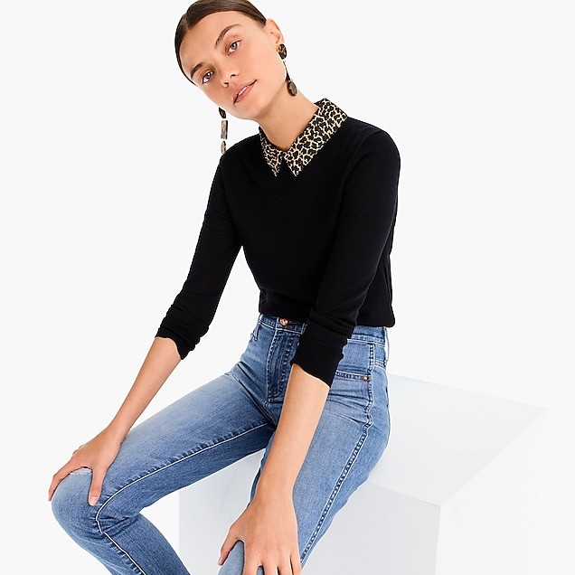 Tippi sweater with leopard collar | J. Crew US