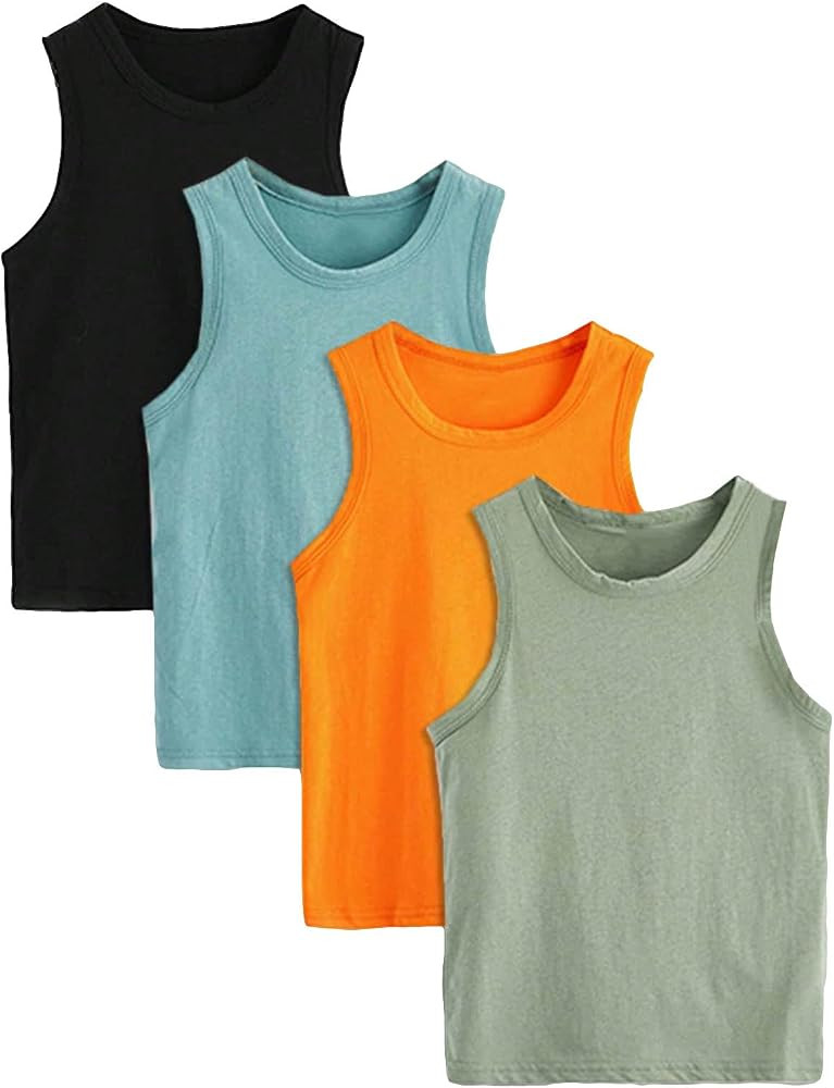Amazon.com: SOLY HUX Toddler Boy's Tank Tops Sleeveless Crewneck Summer 4 Piece Basic Vest Top Sh... | Amazon (US)