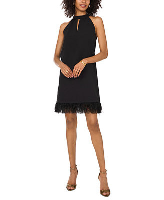 Vince Camuto Women's Feather-Trim Halter A-Line Mini Dress - Macy's | Macy's