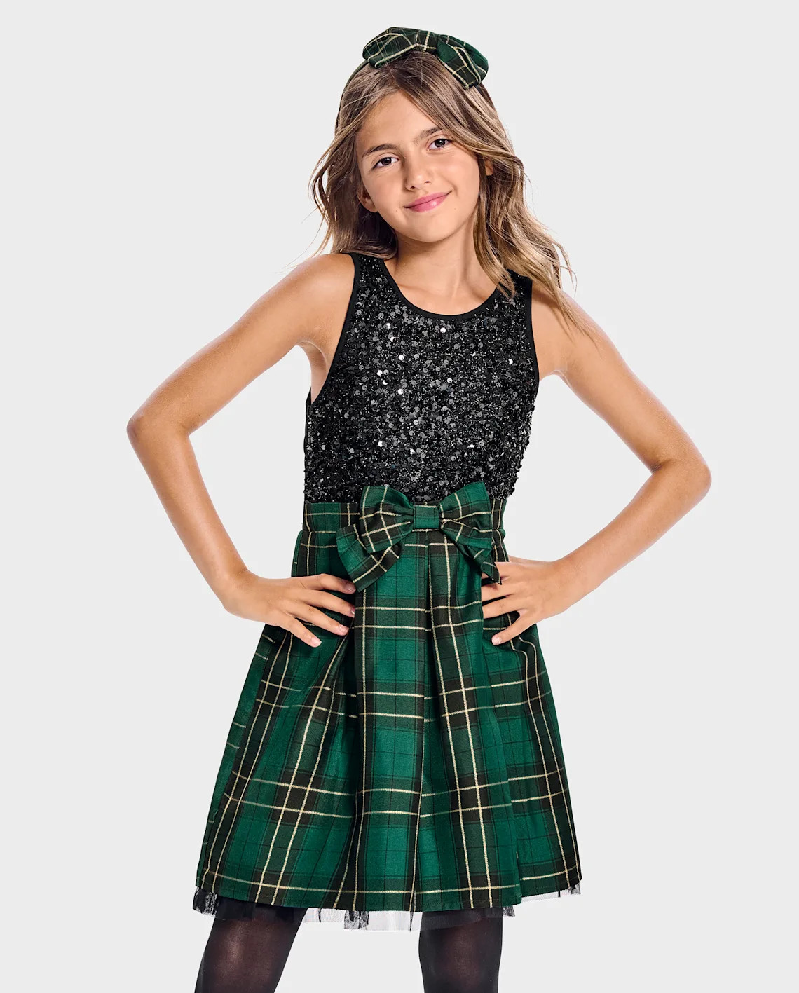 Girls Matching Family Plaid Sequin Fit And Flare Dress - spruceshad | The Children's Place