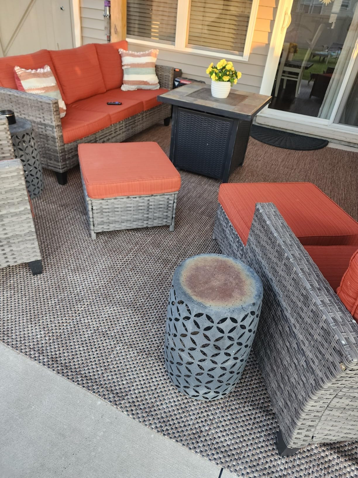 SAFAVIEH Courtyard Collection 7'1" Square Natural/Black CY8521 Indoor/ Outside Waterproof Easy cleansingPatio Backyard Mudroom Area Mat | Amazon (US)