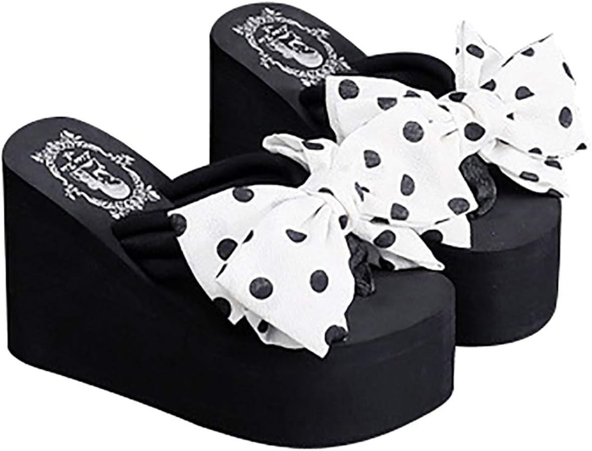 QZUnique Women Flip Flop, Thong Wedge Platform Sandals Arch Support Slippers High Heel Comfortable Cushion Shoes Summer Beach | Amazon (US)