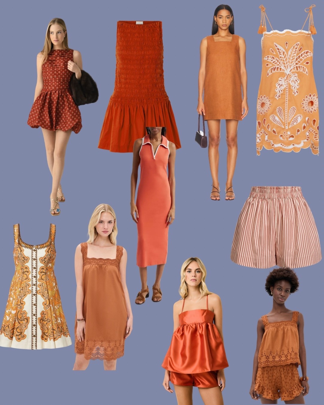 Find request: burnt orange look for a casual evening event