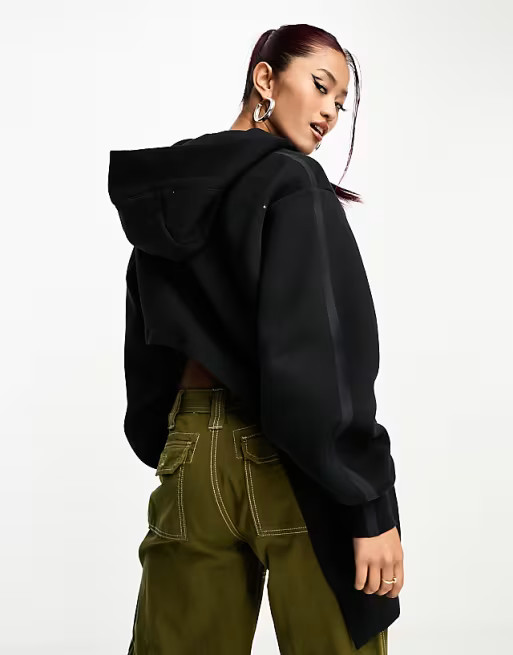 Nike Tech Fleece oversized asymmetrical hoodie in black | ASOS (Global)