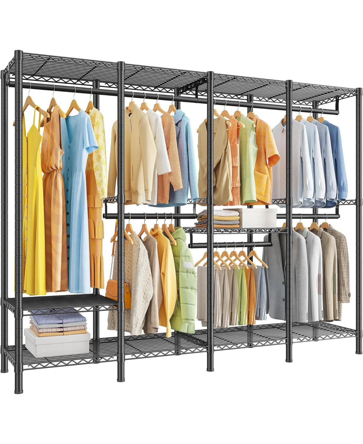 Raybee Clothes Rack Heavy Duty 1100 Lbs Capacity Clothing Racks for Hanging Clothes Adjustable Garment Rack - Black | Macy's