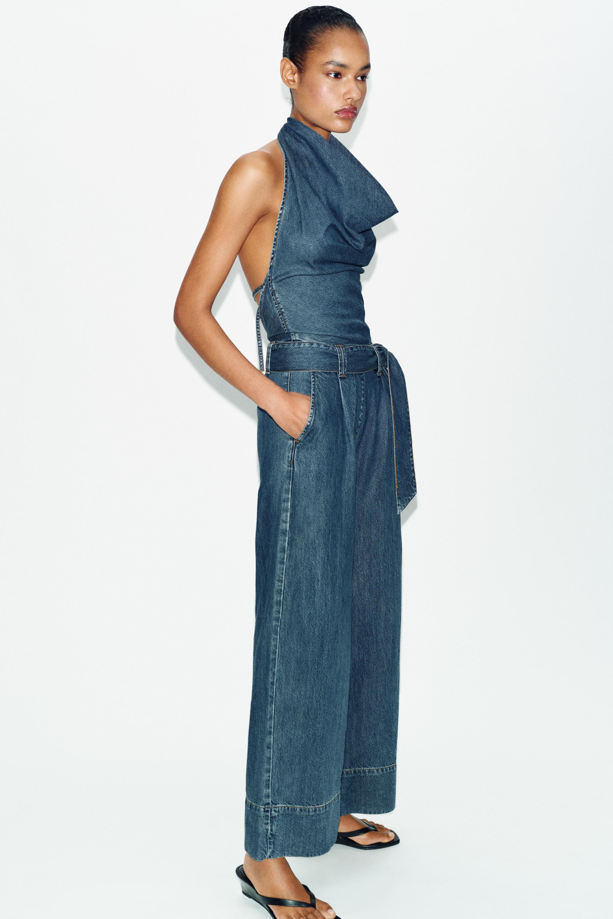 Z1975 HALTER DENIM JUMPSUIT | Zara US
