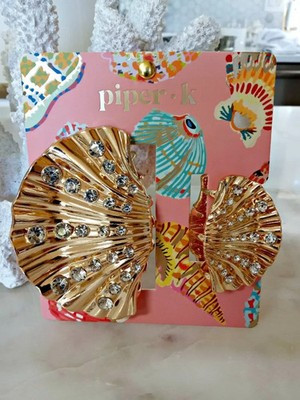 NEW Piper K Rhinestone Seashell Hair Claw Clip Set 2 Gold Tone Metal Beach Shell | eBay | eBay US