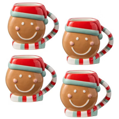 Certified International (Set of 4) 18oz Christmas Whimsy Gingerbread 3D Mugs | Target