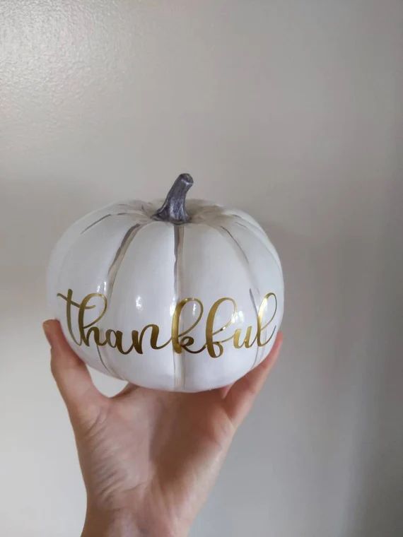 Read the full title
    White Pumpkin| Thankfu|Thanksgiving Decor|Home Decor| Fall Decor| Hallowe... | Etsy (US)