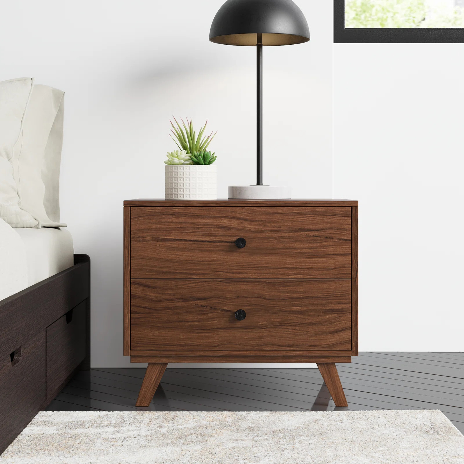Anastice 2 - Drawer Solid Wood Nightstand in Walnut | Wayfair North America