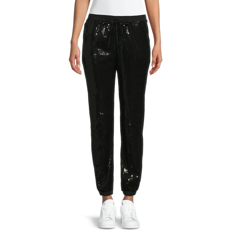 Time and Tru Women's Sequin Jogger Pants - Walmart.com | Walmart (US)