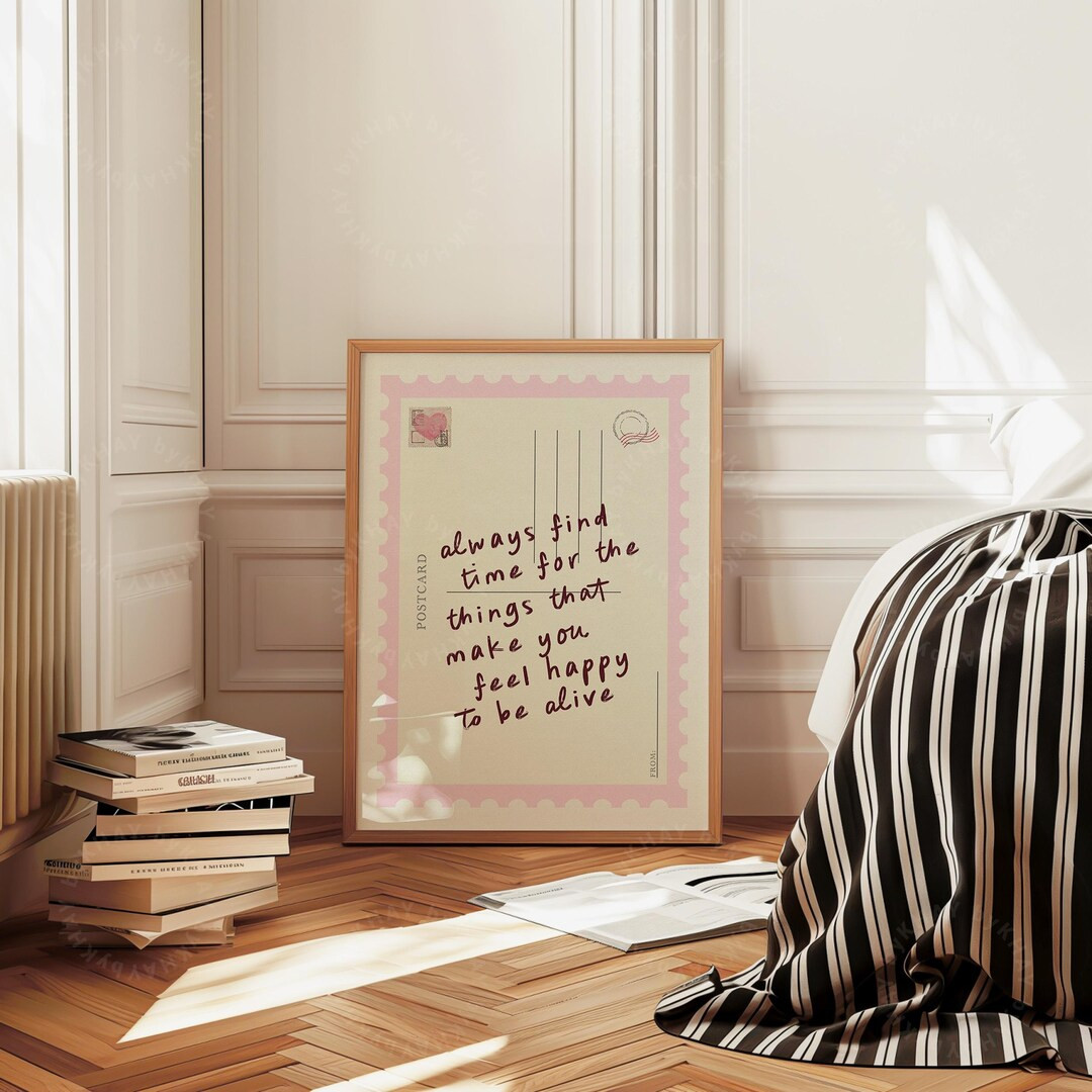 Always Find Time Postcard Print PINK Trendy Retro Aesthetic Positive Preppy Wall Art Affirmation ... | Etsy (US)