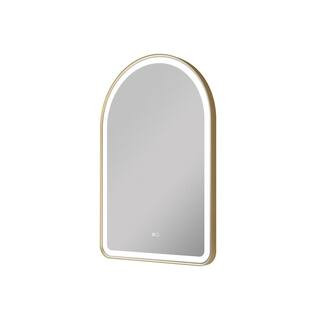 ANGELES HOME 24 in. W x 36 in. H Arched Framed Anti-Fog Wall LED Bathroom Vanity Mirror in Brushe... | The Home Depot