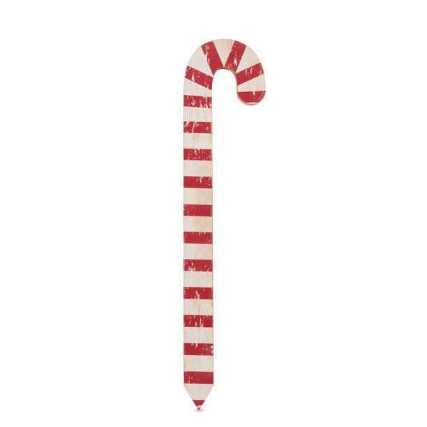 Holiday Time Red and White Stripe Wood Candy Cane, 22" - Walmart.com | Walmart (US)