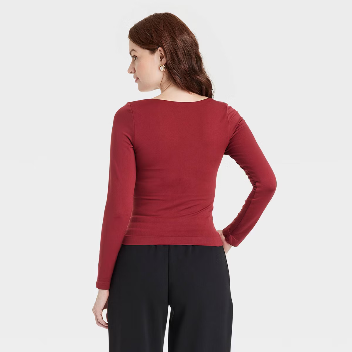 Women's Slim Fit Long Sleeve Scoop Neck Seamless T-Shirt - A New Day™ | Target