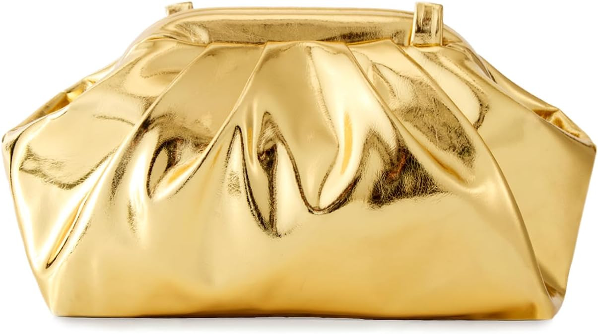 Pleated Evening Vegan Leather Clutch Handbag Purse Metallic PU Cloud Shoulder Bag for Women Eveni... | Amazon (US)