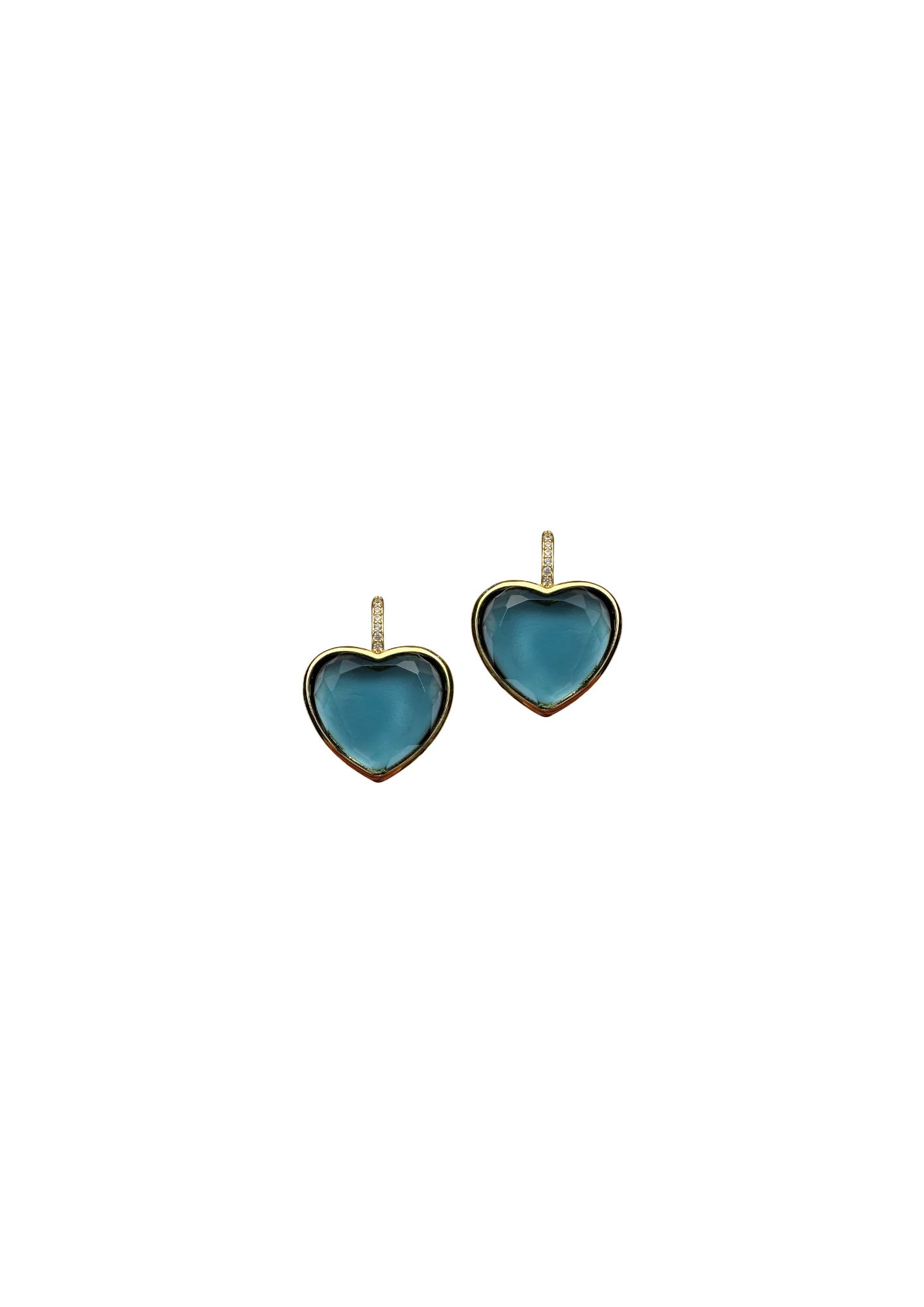 London Blue Bezel Heart Embellished Earwire | Nicola Bathie Jewelry