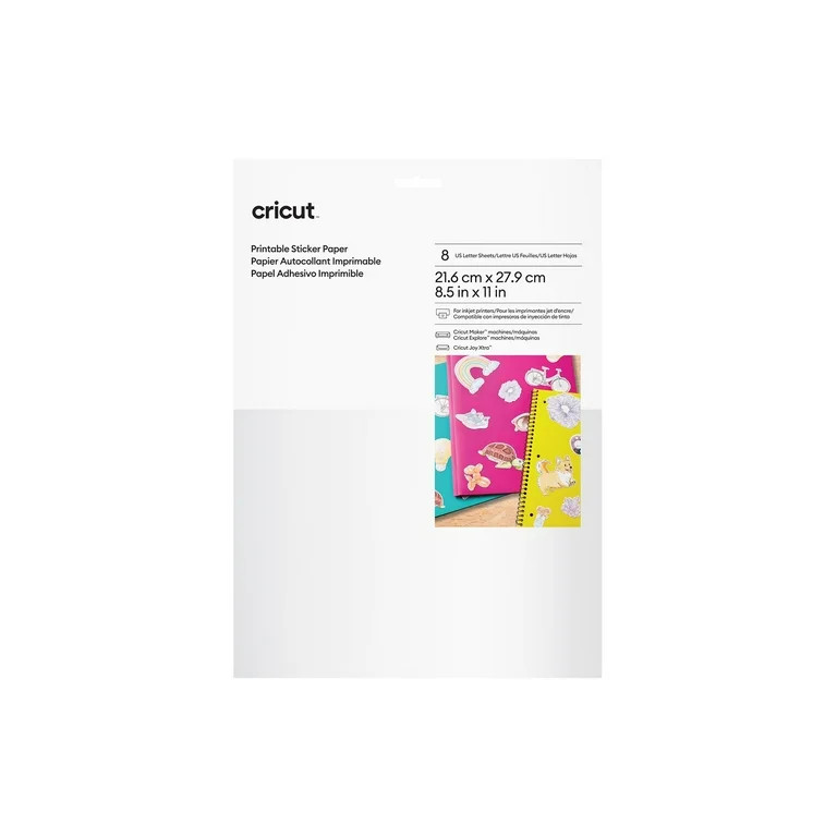 Cricut Printable Sticker Paper - US Letter (8 ct), 8.5" x 11" | Walmart (US)