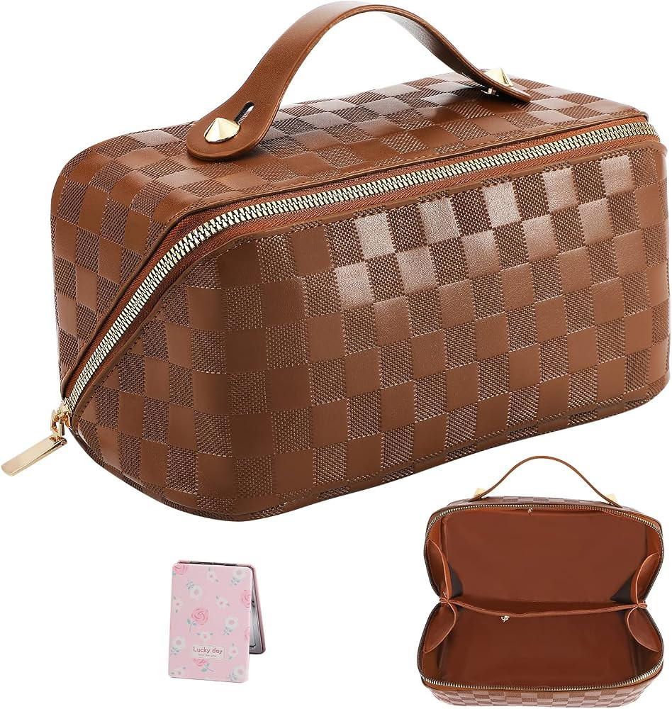 BURDRAM Large Capacity Travel Cosmetic Bag,Large Makeup Bags for Women,Waterproof Large Opening Make | Amazon (US)