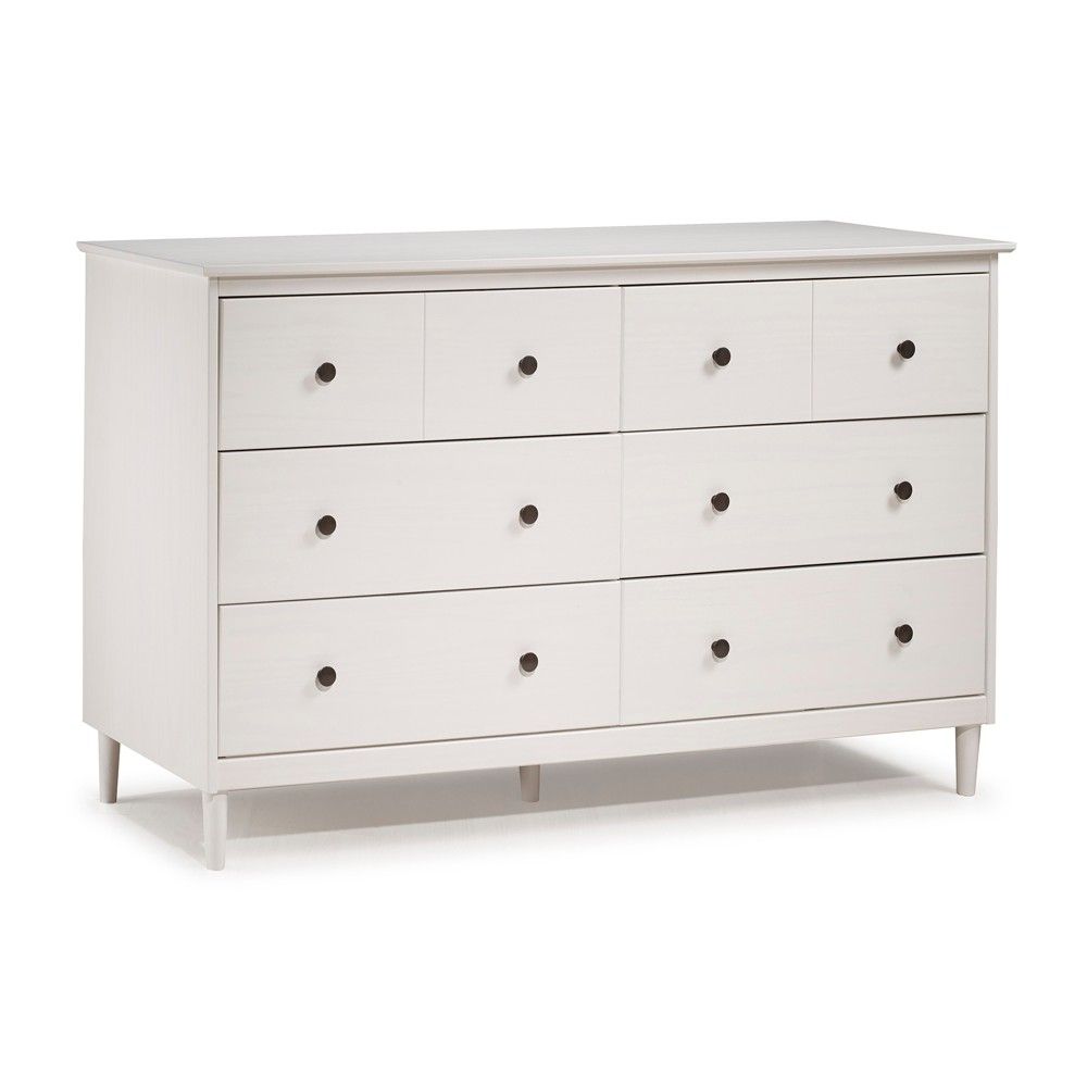 Classic Mid-Century Modern 6 Drawer Dresser White - Saracina Home | Target