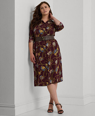 Lauren Ralph Lauren Plus Size Printed Shirtdress - Macy's | Macy's