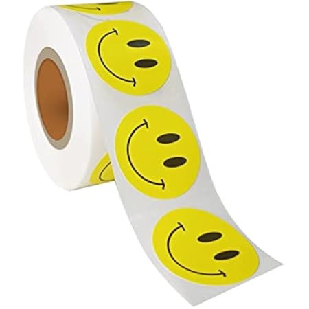 Hcode Smile Face Stickers Roll Happy Face Stickers Circle Dots Paper Labels Reward Stickers Teachers | Amazon (US)