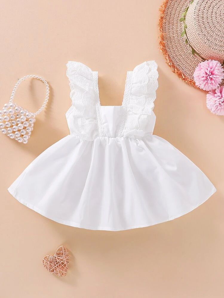 Baby Eyelet Embroidery Ruffle Trim Dress | SHEIN