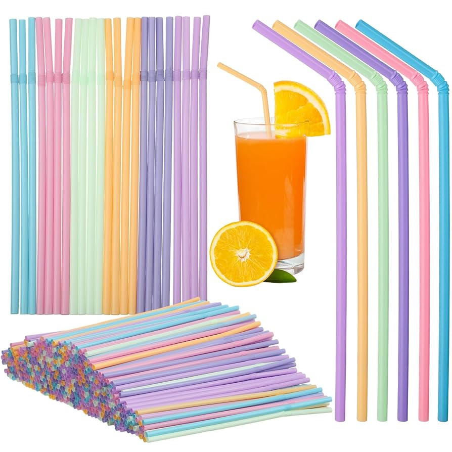 Hushee 500 Pcs Plastic Straws Disposable Bulk Colorful Drinking Straws Pastel Disposable Plastic ... | Amazon (US)