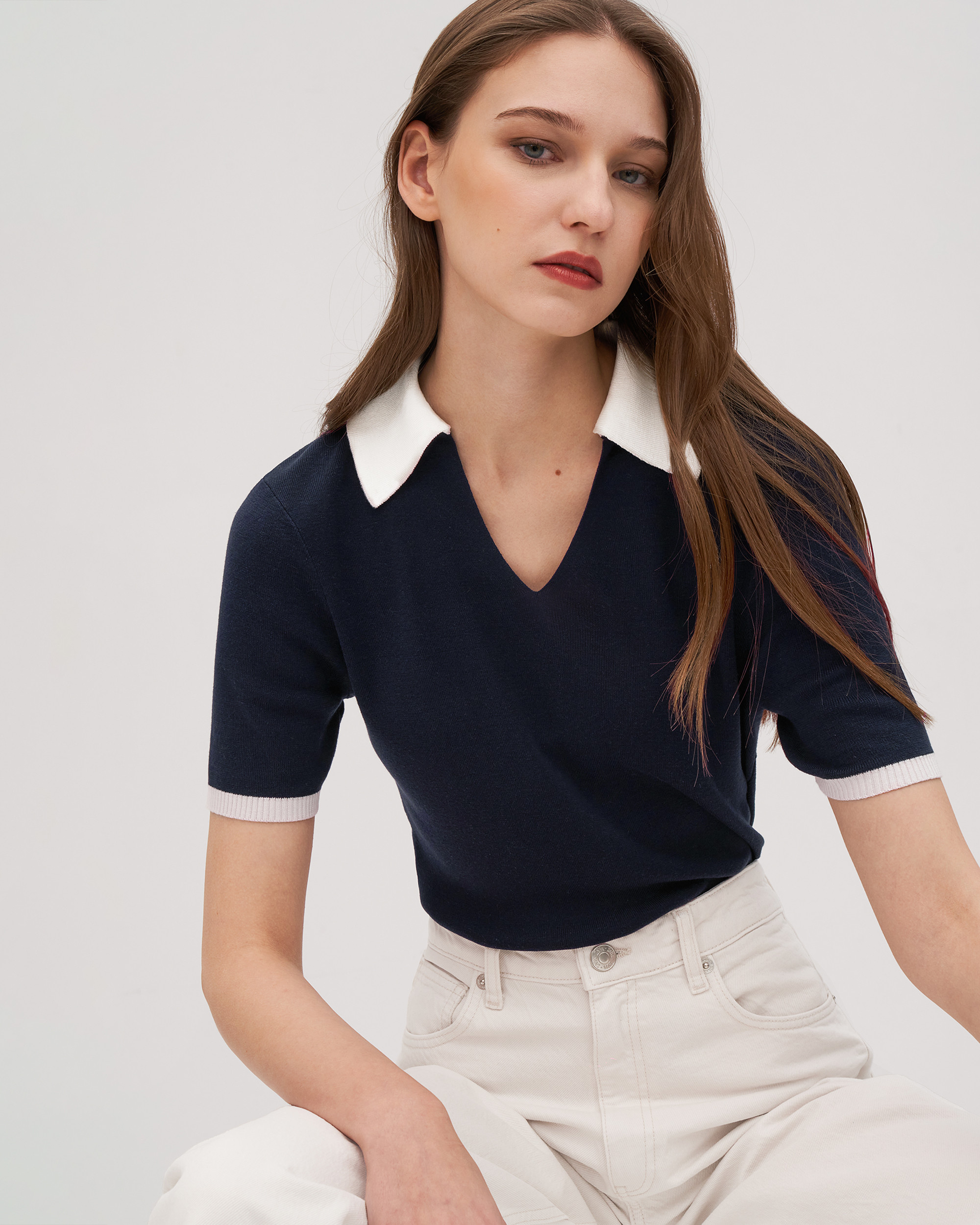 Polo Timeless Mei en tricot de soie | LilySilk