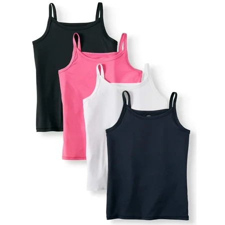 Wonder Nation Girl's Cami Tank Top, 4-Pack (Little Girls, Big Girls & Big Girls Plus) | Walmart (US)