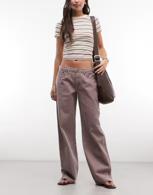 Daisy Street low rise boyfriend jeans in mauve | ASOS (Global)