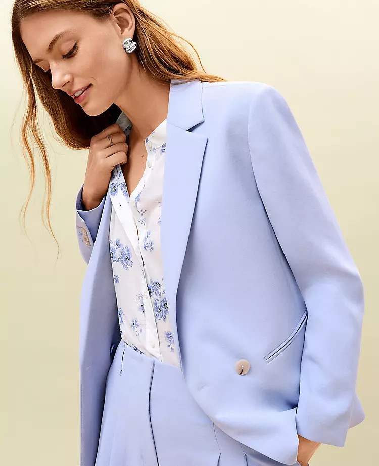 The Petite Wrap Effect Blazer in Textured Crepe | Ann Taylor