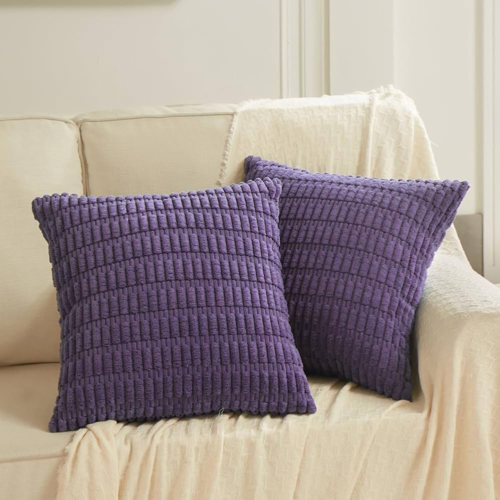 Fancy Homi 2 Packs Purple Decorative Throw Pillow Covers 22x22 Inch for Living Room Couch Bed Sof... | Amazon (US)