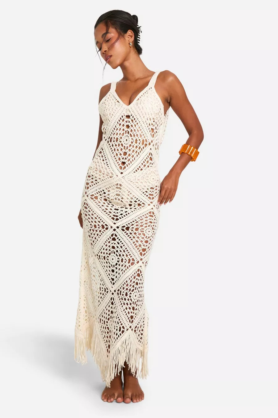 Crochet Strappy Beach Maxi Dress | Boohoo.com (UK & IE)
