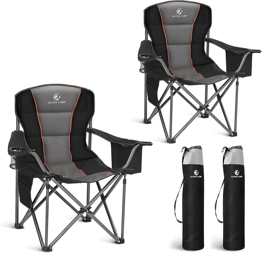 LET'S CAMP Folding Camping Chair Oversized Heavy Duty Padded Outdoor Chair with Cup Holder Storag... | Amazon (US)