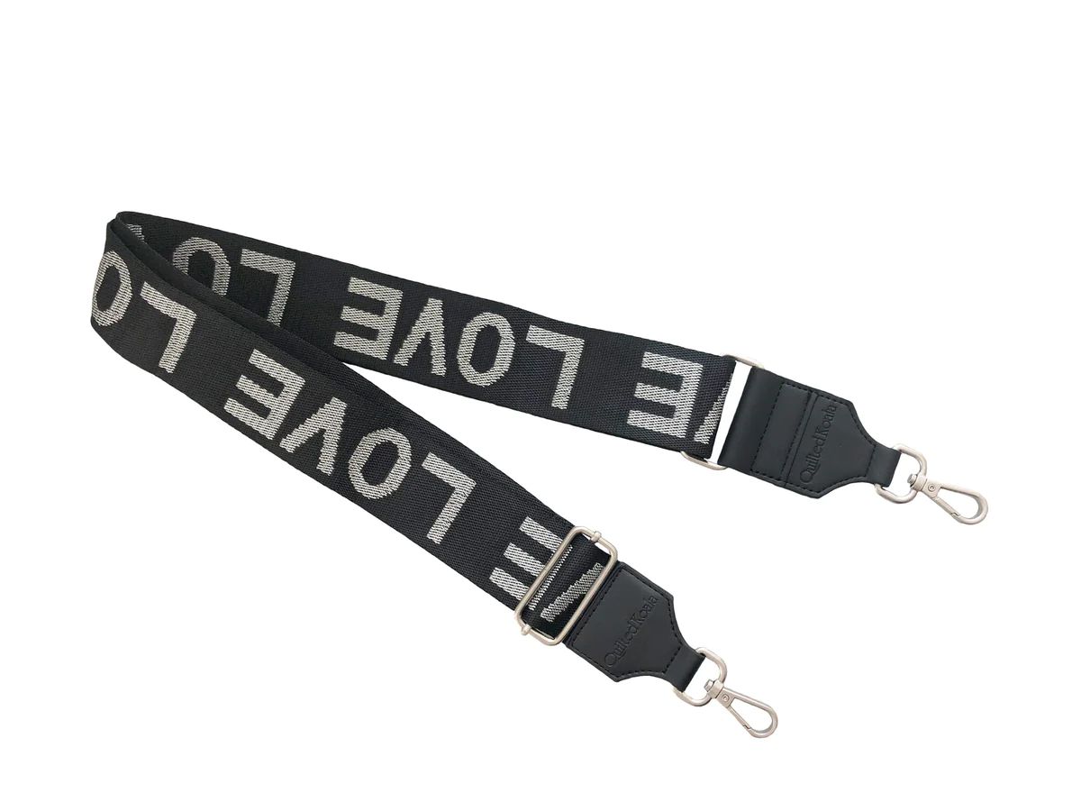 Koala Straps: Black & SIlver Metallic - LOVE | Quilted Koala