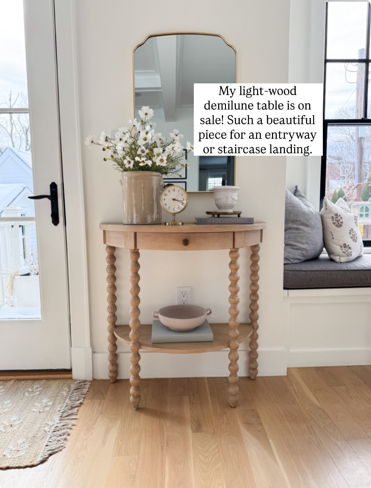 One of my favorite entryway pieces is on sale right now — this light-wood carved-leg demilune table from Serena & Lily. It adds just the right amount of warmth and texture without overwhelming a small space. Perfect for an entry, stair landing, or anywhere you want a subtle moment that still feels intentional.

Linked here along with a few styling pieces I love.
#EntrywayInspo #NeutralHome #LTKHome #SerenaAndLily #HomeDecorFavorites

#LTKHome #LTKCyberWeek #LTKSeasonal