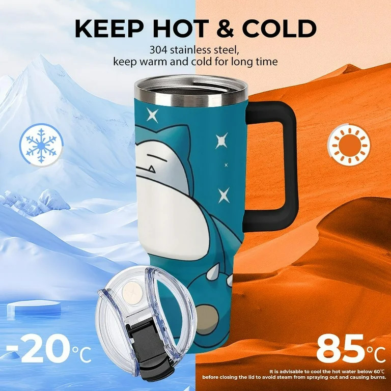 Pokémon Snorlax983 Tumbler with Handle and Straw Large 40 oz, Stainless Steel Double Wall Insula... | Walmart (US)