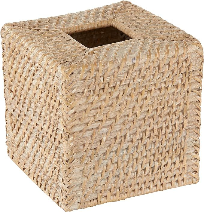 KOUBOO 1030036 Square Rattan Tissue Box Cover, 5" x 5" x 5.5", White Wash | Amazon (US)