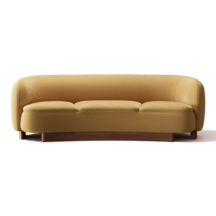 Camel Velvet Curved Sofa, 90 Inches