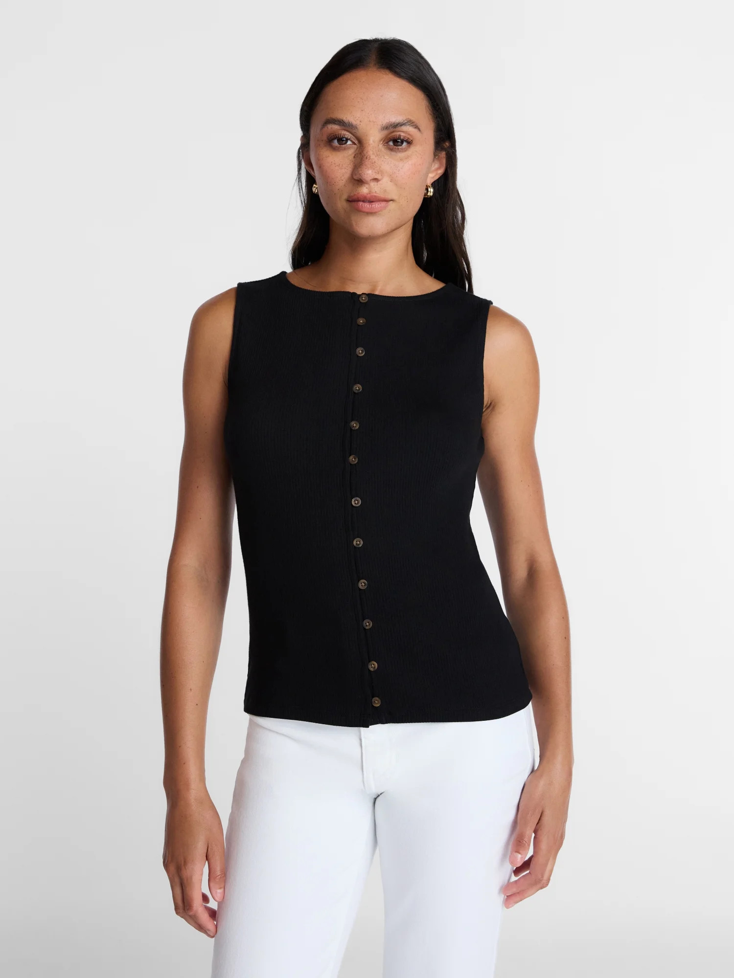 Time and Tru Women's Button Front Tank Top, Size XS-XXXL | Walmart (US)