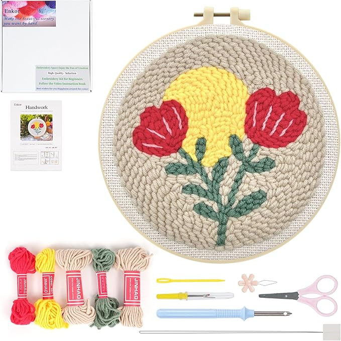 Enkor Punch Needle Kit Adults Beginner,Needle Punch Embroidery Kits Beginners Kids Include Instru... | Amazon (US)