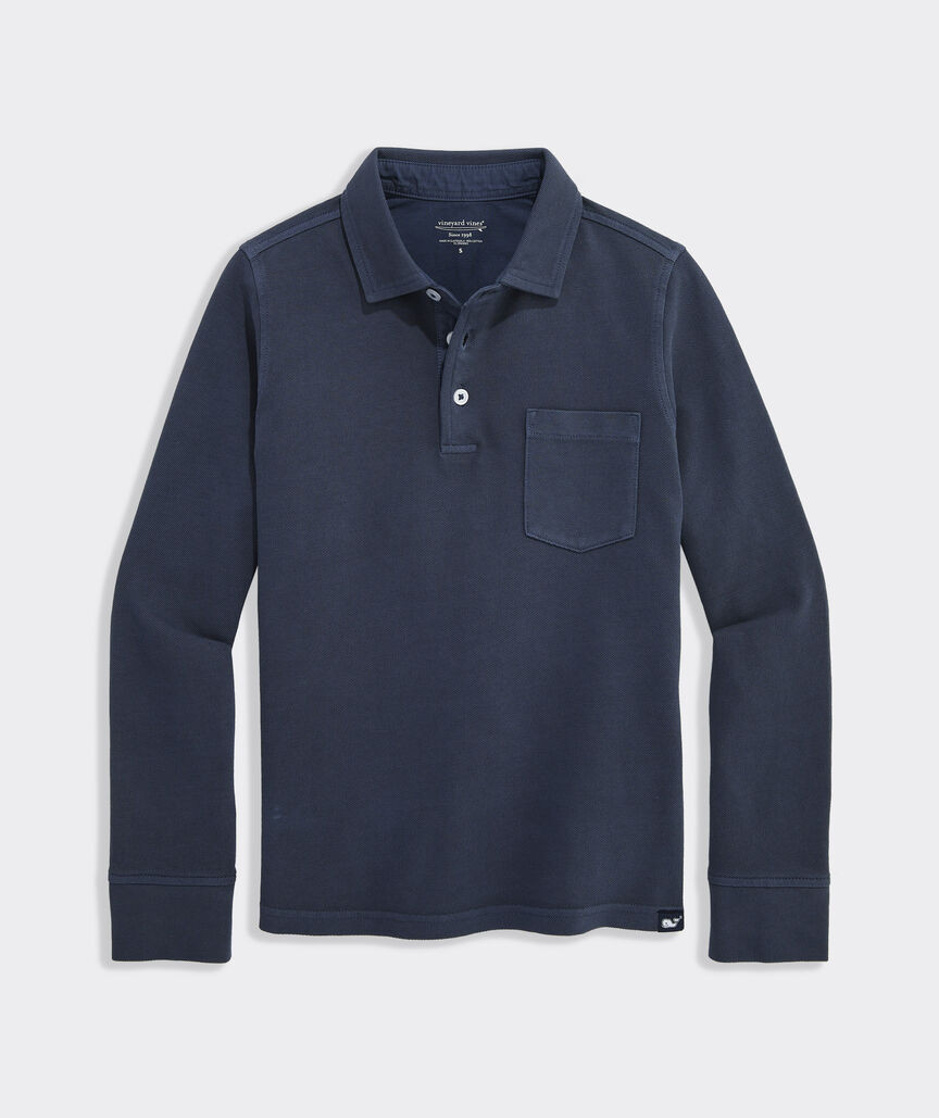 Boys' Lived-In Long-Sleeve Pique Polo | vineyard vines