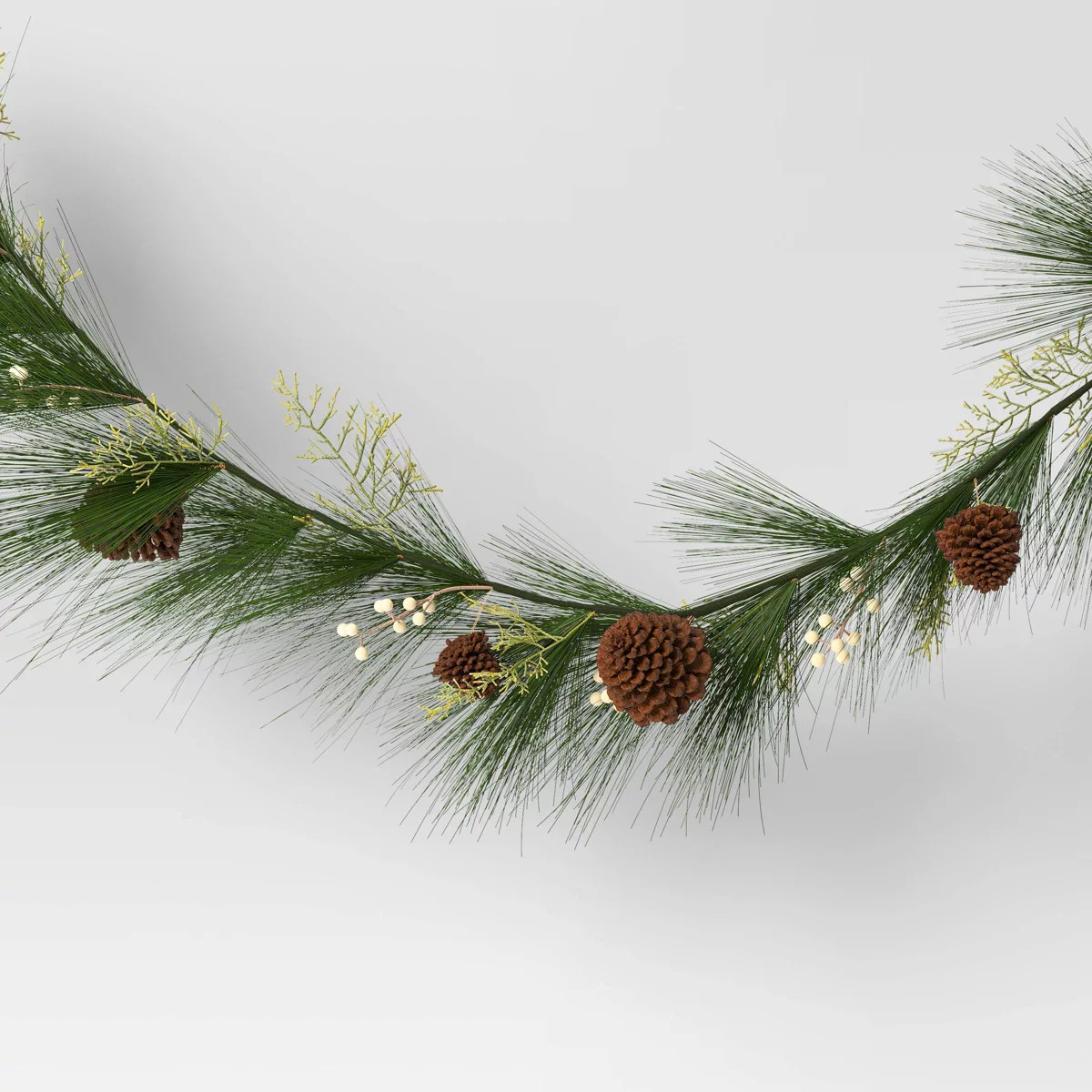 6' Unlit Artificial Pine Christmas Garland with White Berries & Pinecones Green - Wondershop™ | Target