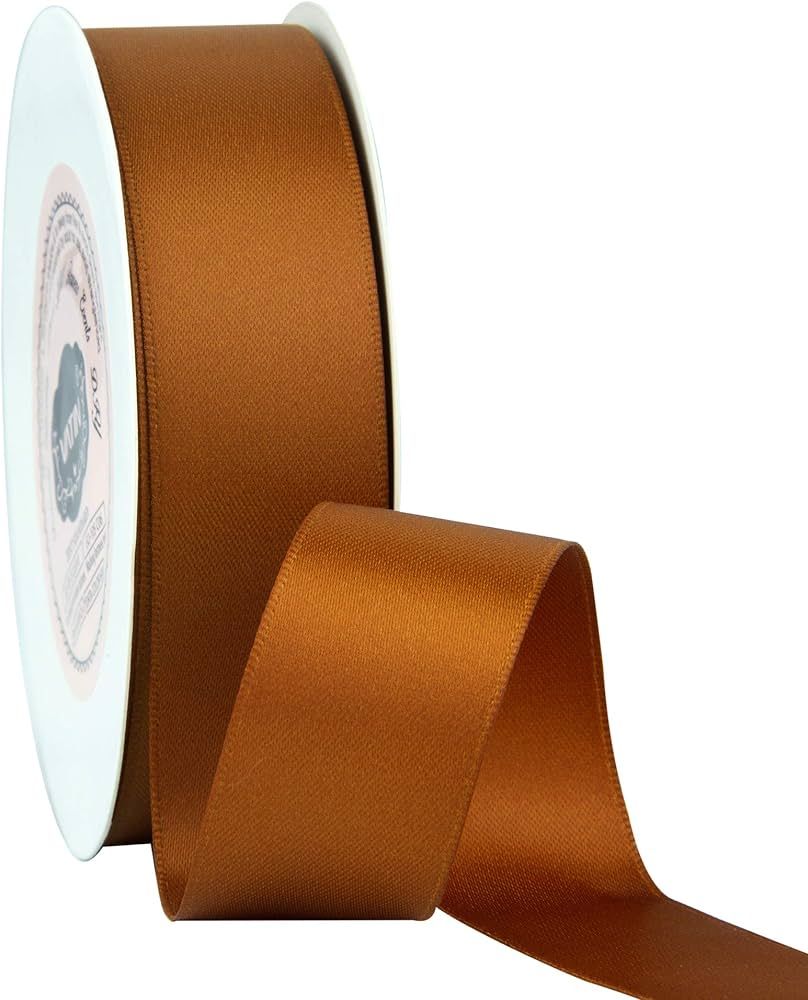 VATIN 1 inch Double Faced Polyester Satin Ribbon Copper - 25 Yard Spool, Perfect for Wedding, Wre... | Amazon (US)