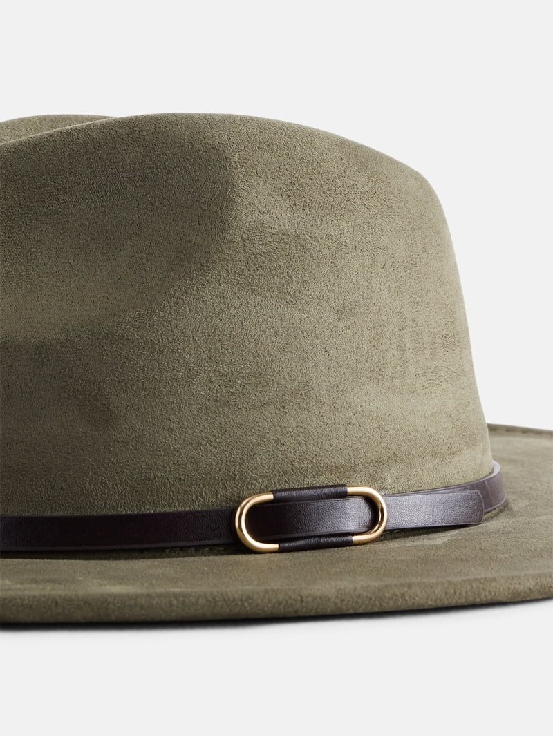 Scenario Women's Faux Suede Fedora with Mix Media Band, Olive | Walmart (US)